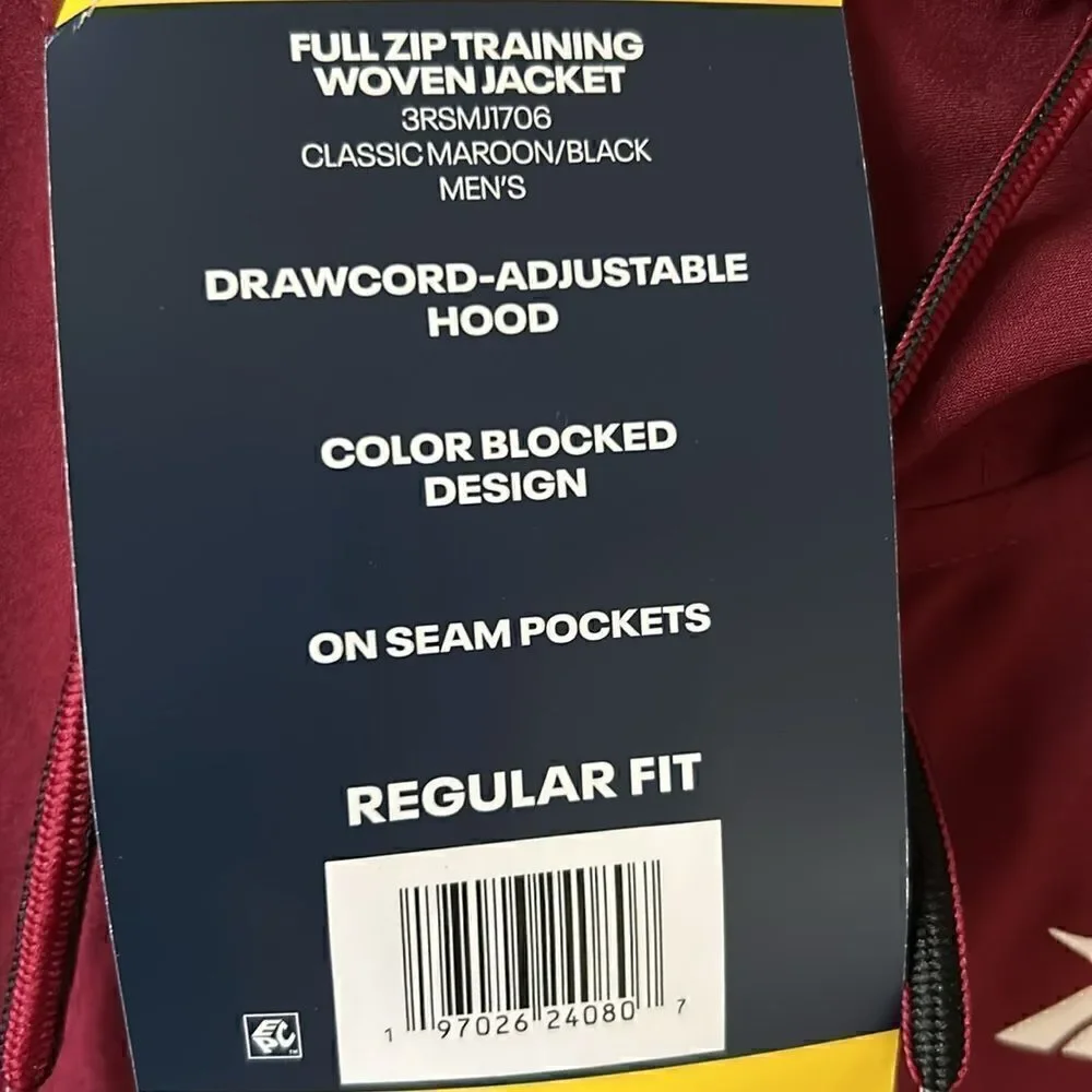 NEW Reebok Mens Full Zip Training Woven Jacket